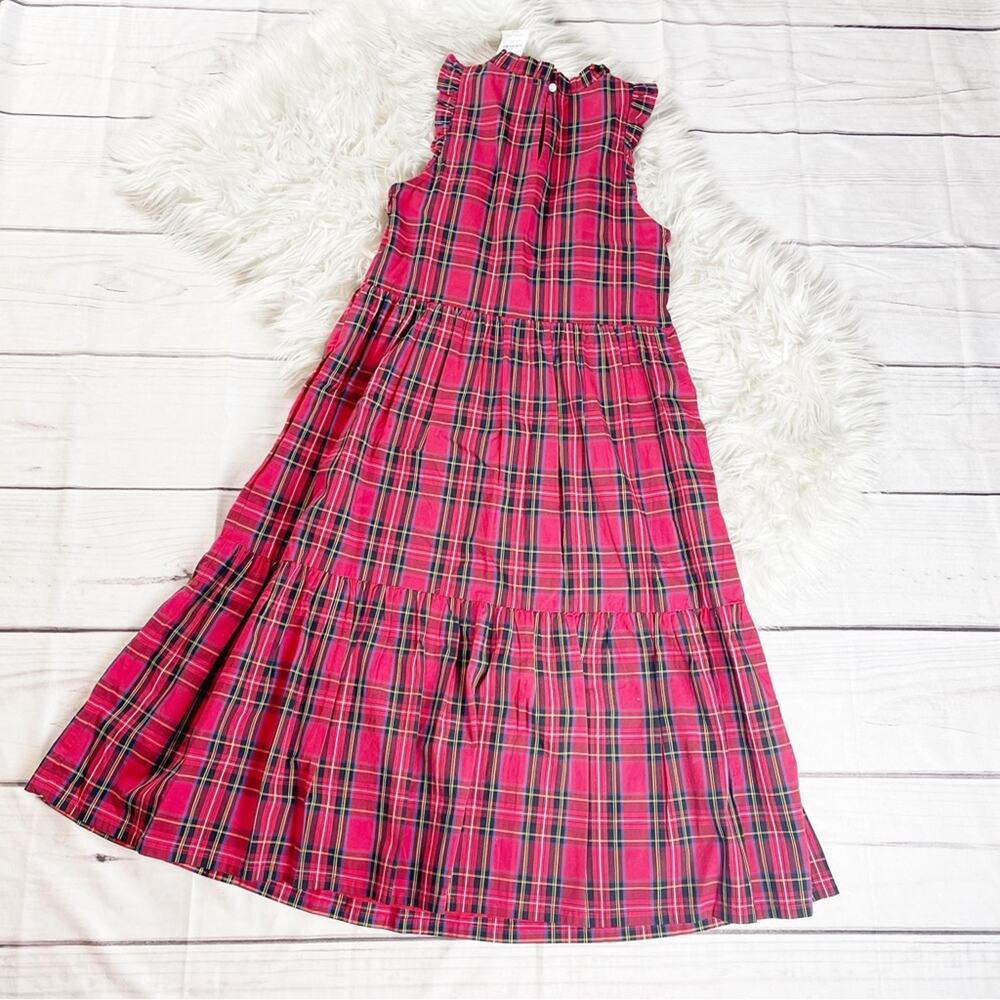 J. Crew Women's Factory Petite‎ Tiered Tartan Red Ruffle Midi Dress Size 00 - Picture 5 of 6